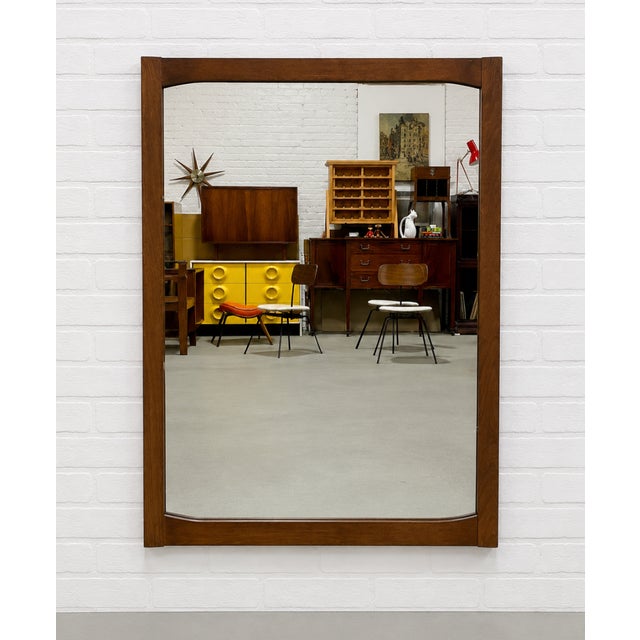 Mid Century Modern Walnut Mirror, 1960s — Scandinavian Design, For Sale - Image 4 of 10