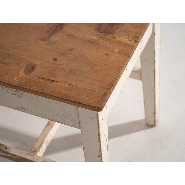 Rustic Vintage White Wooden Side Table, 1920 For Sale - Image 3 of 9