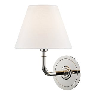 Hudson Valley Lighting Mark D. Sikes Signature No.1 1-Light Wall Sconce, Polished Nickel For Sale