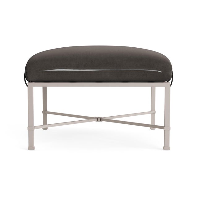 Brown Jordan Brown Jordan Venetian Ottoman, Dove frame with Fusion Charcoal fabric For Sale - Image 4 of 11