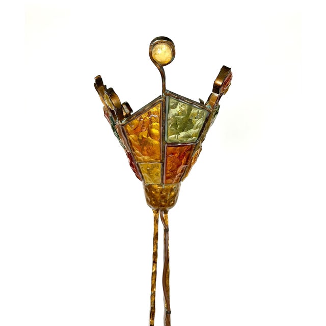 Art Glass Brutalist Iron Floor Lamp by Albano Poli for Poliarte, Italy ,1970s For Sale - Image 6 of 13