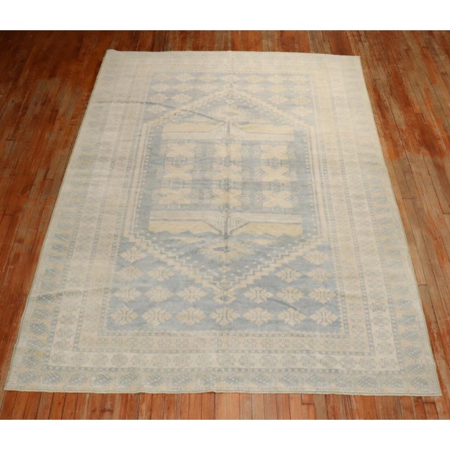 Islamic Vintage Zabihi Collection Blue Neutral Rug For Sale - Image 3 of 9