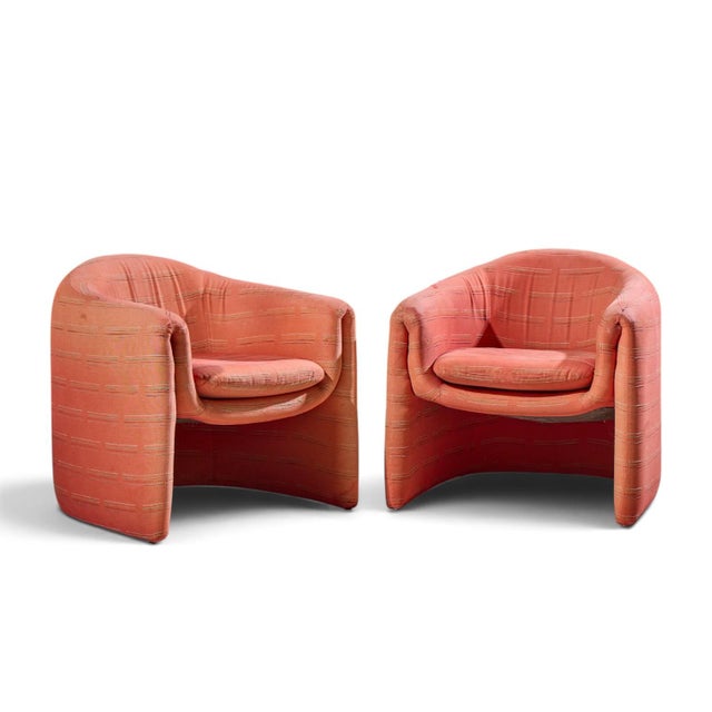 Vladimir Kagan for Preview Mid Century Lounge Chairs - Pair Each chair measures: 29 wide x 30 deep x 28.5 high, with a...