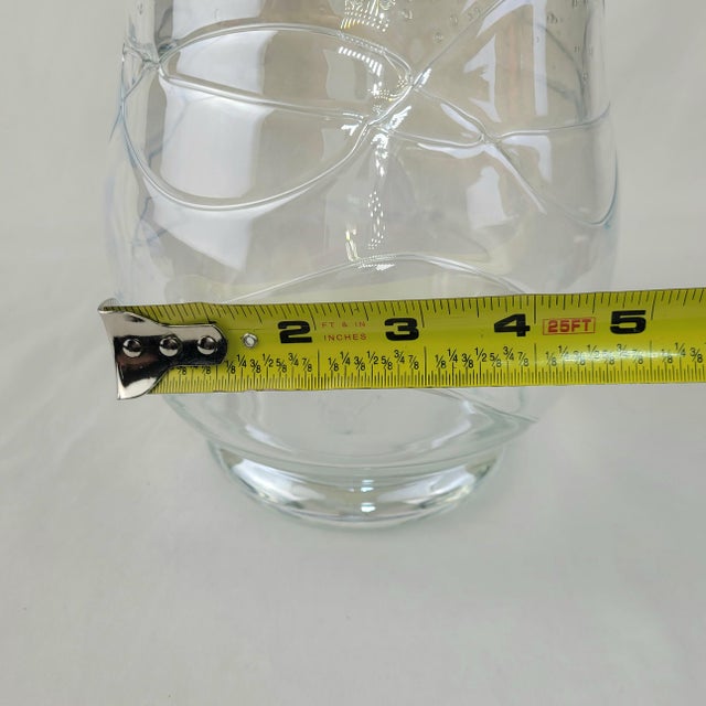 Hand Blown Seeded Glass Hurricane Vase Swirl Ribbon Detail Clear 9" For Sale - Image 11 of 11