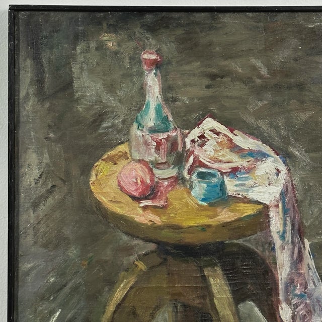 American Anthony Ferrara (American, 1930-2012) - Still With Stool, Signed (1955, Oil on Canvas)/Lucian Freud For Sale - Image 3 of 7