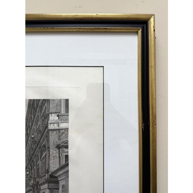 19th Century Engraving of the Court of San Damaso in Vatican City For Sale - Image 14 of 16