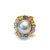 Bochic “Orient” Tahiti South Sea & Multi Sapphire Cluster Ring Set 18k & Silver Size 7 For Sale - Image 4 of 5