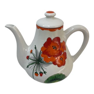Vintage Mancioli Painted Tea Pot For Sale