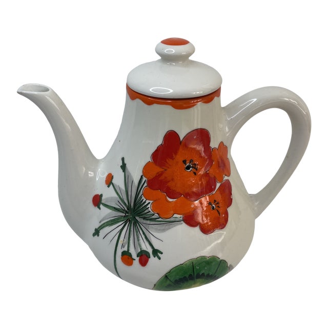 Vintage Mancioli Painted Tea Pot For Sale