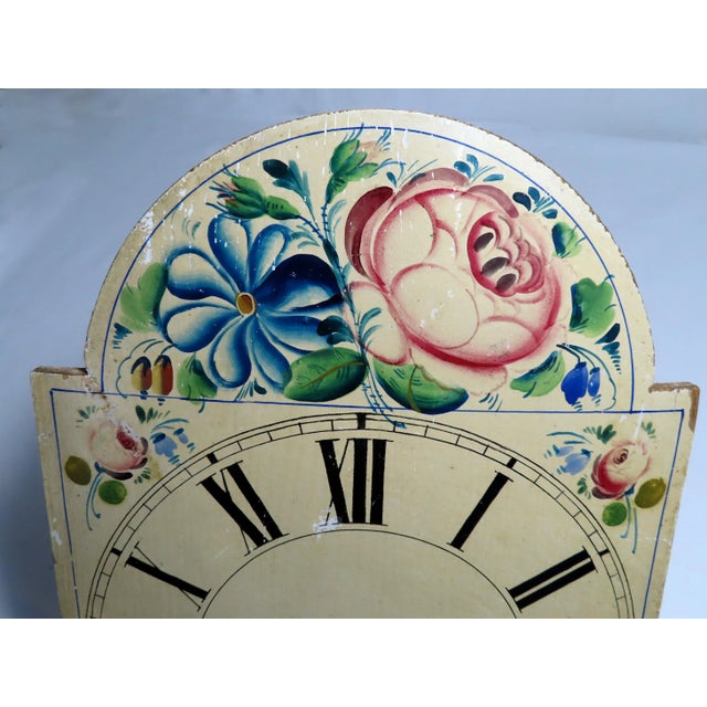 Antique Early 19th Century Hand Painted Wood Grandmothers Clock Dial For Sale - Image 9 of 13