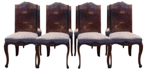 Louis XV Style Walnut Chairs, Set of 8