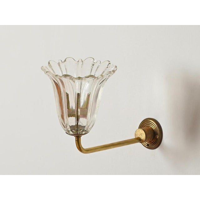 Murano Glass and Brass Flower Sconces from Barovier, Italy, 1950s, Set of 2 For Sale - Image 12 of 18