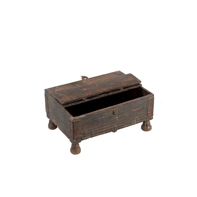 Vintage Indian Teakwood Small Box For Sale - Image 4 of 4