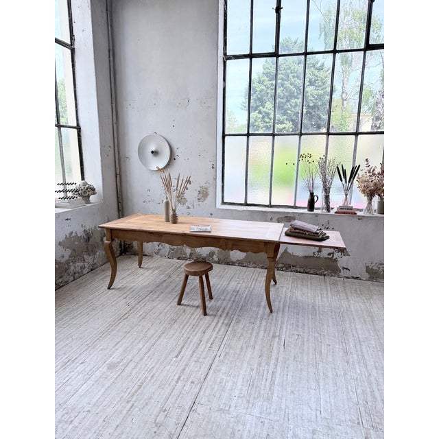 Cherrywood Farmhouse Table with Curved Legs, 19th Century For Sale - Image 6 of 18