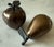 Pair of mid century bronze sculptures in the shape of an apple and a pear. Beautiful displayed on their own or as part of...