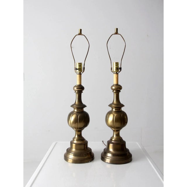 Mid-Century Modern Pair Mid-Century Brass Table Lamps For Sale - Image 3 of 12