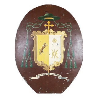 Early 20th Century Coat of Arms Panel in Painted Sheet Metal For Sale