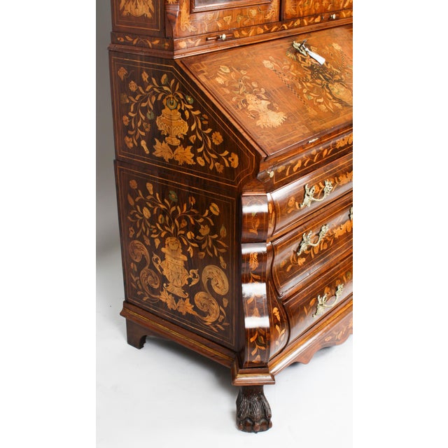 Antique 18th Century Dutch Walnut Marquetry Bureau Cabinet For Sale - Image 11 of 18