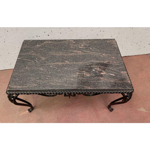 Wrought Iron and Marble Coffee Table, 20th Century For Sale - Image 7 of 10