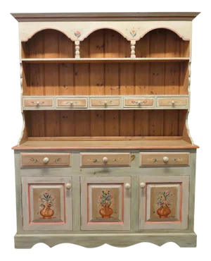 Artisan Painted Farmhouse Kitchen Cupboard in Pine, 1900