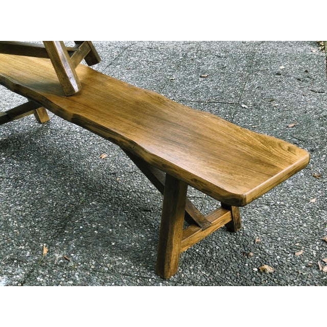 Wood Brutalist Benches in Blond Elm from Aranjou, France, 1960s, Set of 2 For Sale - Image 7 of 18