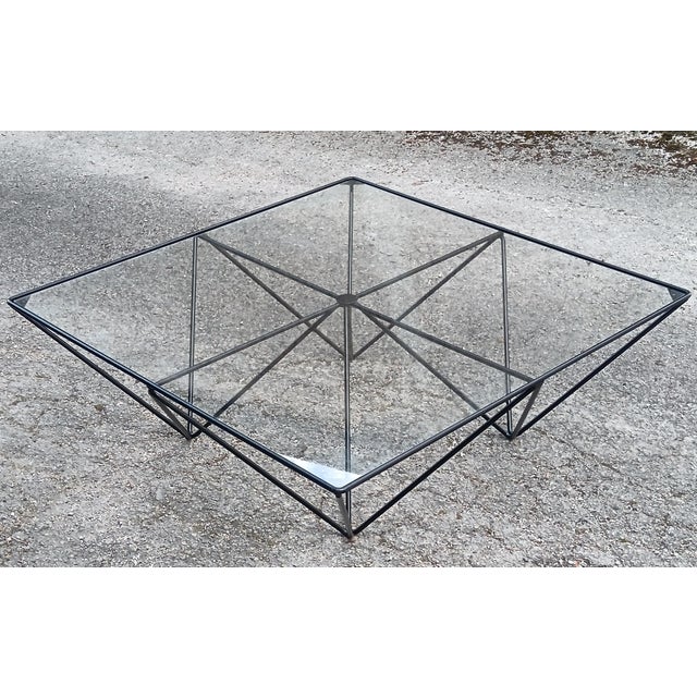 Metal Coffee Table in Metal and Glass, 1980s For Sale - Image 7 of 12