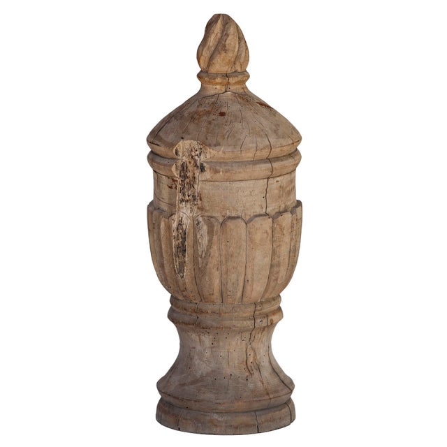 Classical Roman Antique Distressed Architectual Wood Finial For Sale - Image 3 of 10