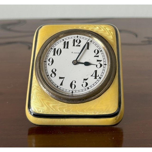 Art Deco Table Clock with Enamels from Huitaine, 1930s For Sale - Image 9 of 15