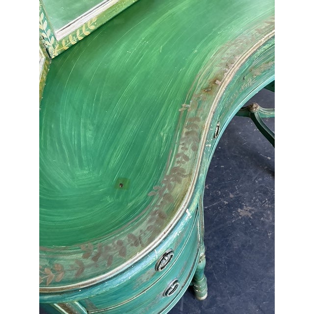 Mid 20th Century Vintage Distressed Mirrored Vanity and Chair For Sale - Image 5 of 12