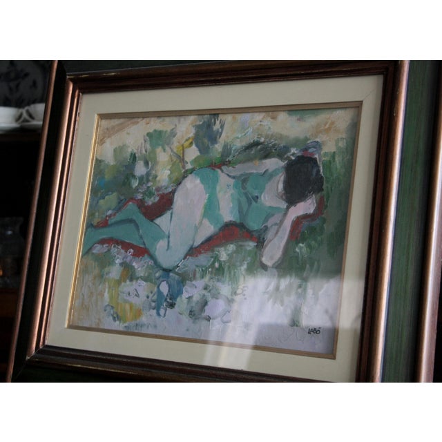 Savino Labò, Donna Distesa, 1960s, Oil on Canvas For Sale - Image 6 of 8