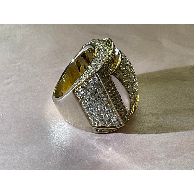 14k Yellow Gold Diamond Cocktail Ring For Sale - Image 4 of 7