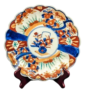 Imari Porcelain Plate with Japanese-Style Floral Decoration, Late 19th Century
