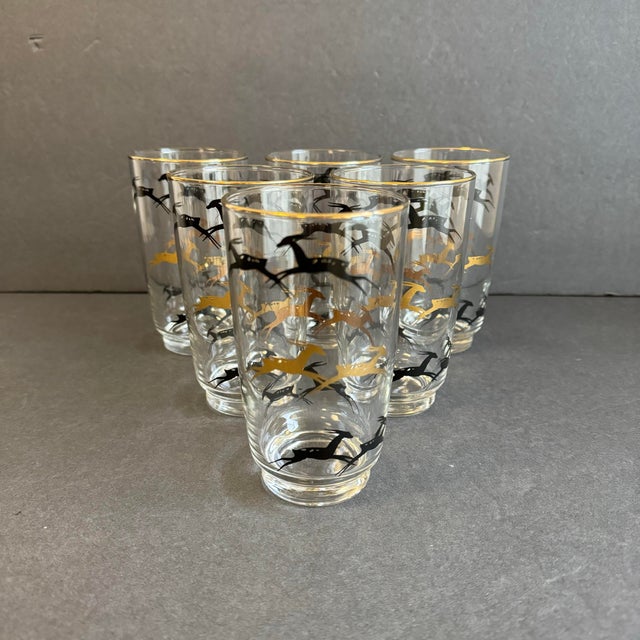 Mid Century Modern Gazelle Glasses Vintage Barware Set Of 6 Iconic MCM retro style, use these for mixed drinks, or...