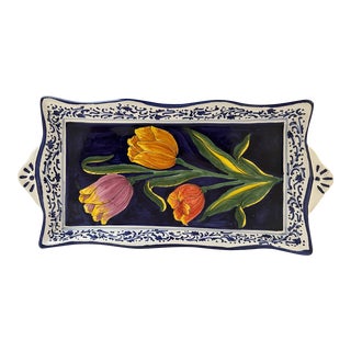 Hand Painted Delft Tray From Holland For Sale