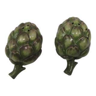 Vintage Ceramic Hand-Painted Artichokes Salt & Pepper Shakers - Set of 2 For Sale
