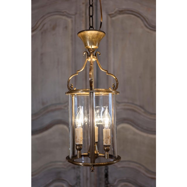 Mid 20th Century 20th Century French Brass and Glass Lantern For Sale - Image 5 of 10