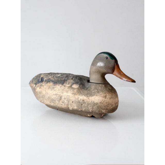Gray Vintage Hand-Painted Mallard Duck Decoy Folk Art For Sale - Image 8 of 15