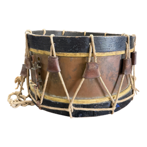 Mid-19th Century Brass Rope-Tension Military Drum With Original Paint | European Side Drum