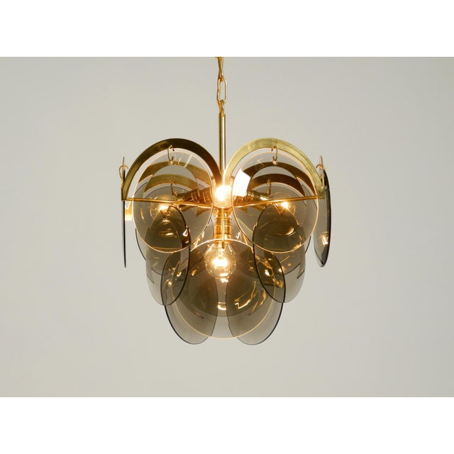 Large Brass Pendant Light with Large Round Glass Plates, 1960s For Sale - Image 11 of 18
