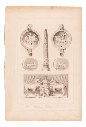 Jean Duplessi-Bertaux after de Ghendt, Peintures Antiques Trouvées dans le Cirque de Caracalla à Rome, 19th Century, Etching