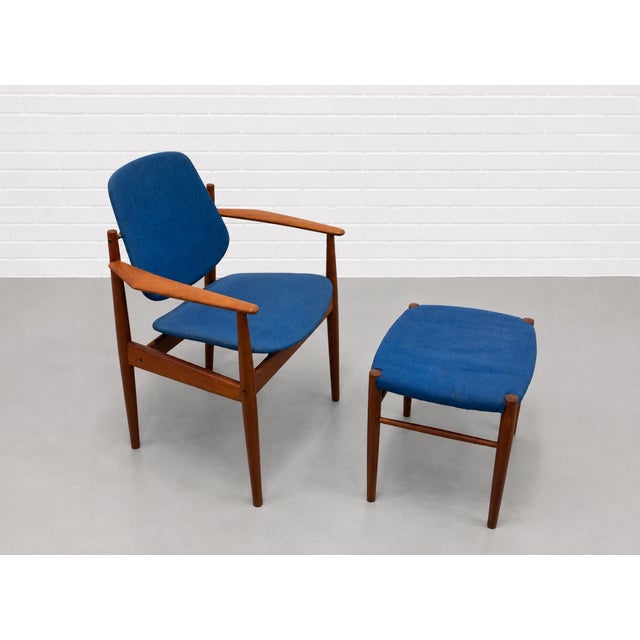 1960s Mid Century Modern Danish Teak Model 203 Armchair + Ottoman by Arne Vodder for France & Daverkosen, C. 1960's For Sale - Image 5 of 17