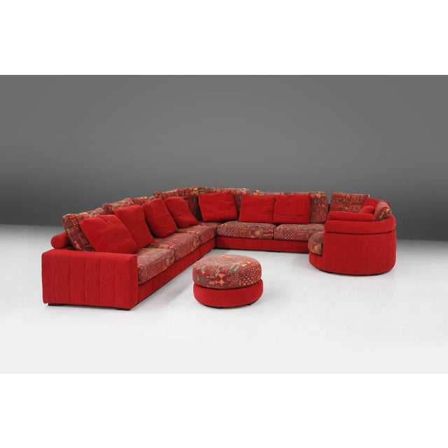 Modular Sofa in Red and Patterned Upholstery from Roche Bobois, France, 1980s For Sale - Image 11 of 18