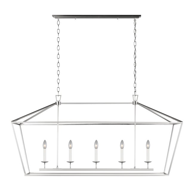 Traditional Chapman & Myers By Visual Comfort Studio Dianna 5-Light Linear Chandelier in Brushed Nickel For Sale - Image 3 of 3