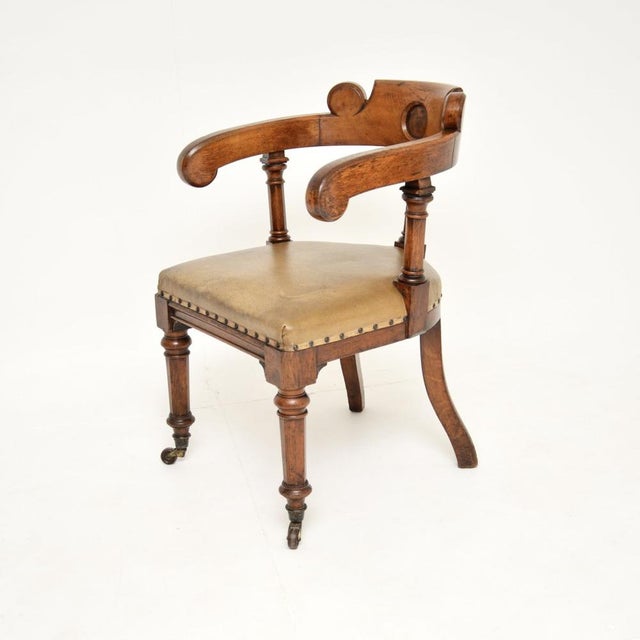Antique Victorian Gothic Revival Oak Desk Chair, 1870s For Sale - Image 4 of 11