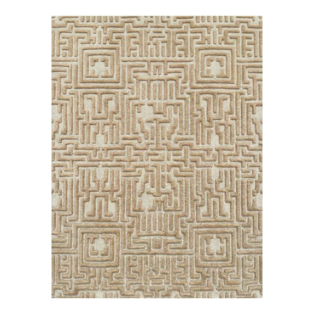 Sample Theseus Maze Rug, Wheat Tan, 12x12 For Sale