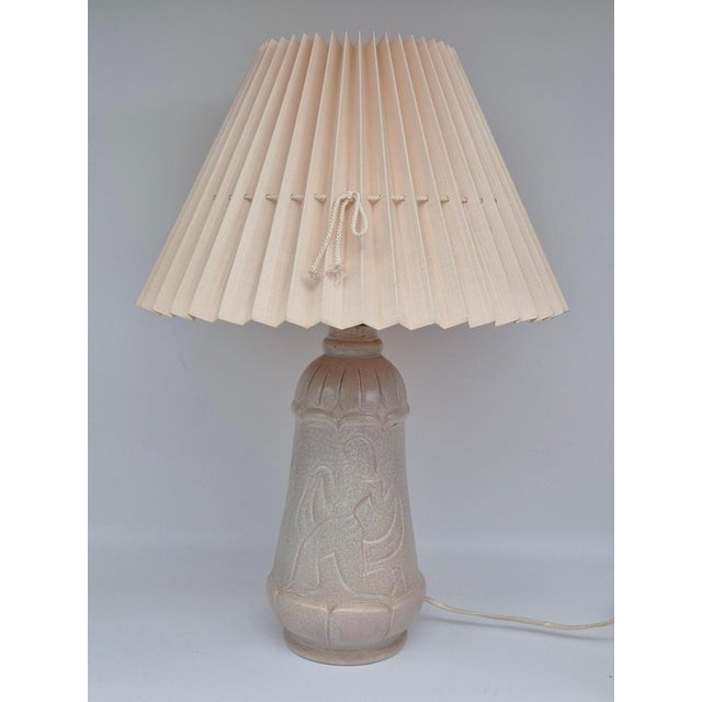 Vintage Swedish Grace Table Lamp in White Glazed Ceramic by Maggie Wibom, 1930s For Sale - Image 4 of 11