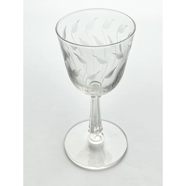 Libbey Glass Co. 1950s Libbey “Crystal Leaf” Set of 7 Wine Glasses For Sale - Image 4 of 5