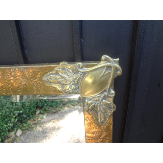 Art Nouveau Period French Art Nouveau Brass Beveled Mirror For Sale - Image 3 of 9