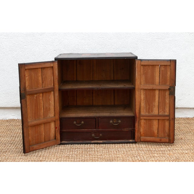 Antique Dramatic Painted Oriental Cabinet For Sale - Image 9 of 11