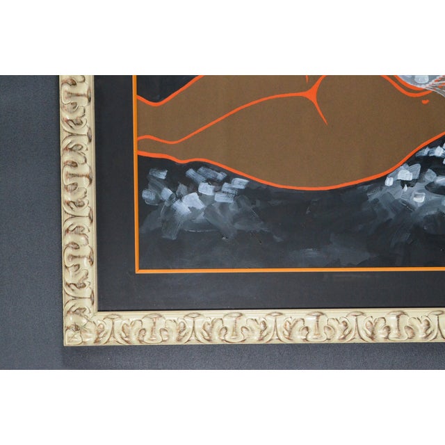 Marc Dumont “Nu Orange” French Modernist Female Nude Acrylic Painting For Sale - Image 9 of 12